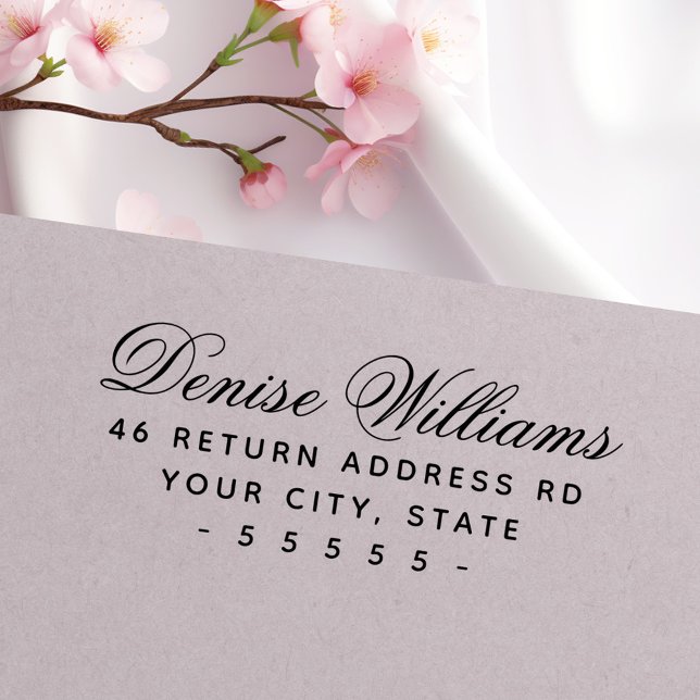 Romantische Kalligraphie-Schrift - elegante Rückse Permastempel (Romantic calligraphy script elegant return address self-inking stamp)