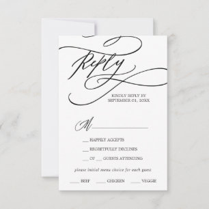 Romantische Kalligraphiekarte Auswahl RSVP Karte