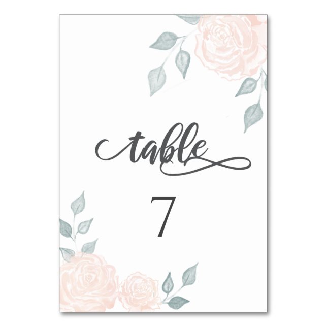 Romantische kalligraphische Rose Tischnummer (Vorderseite)