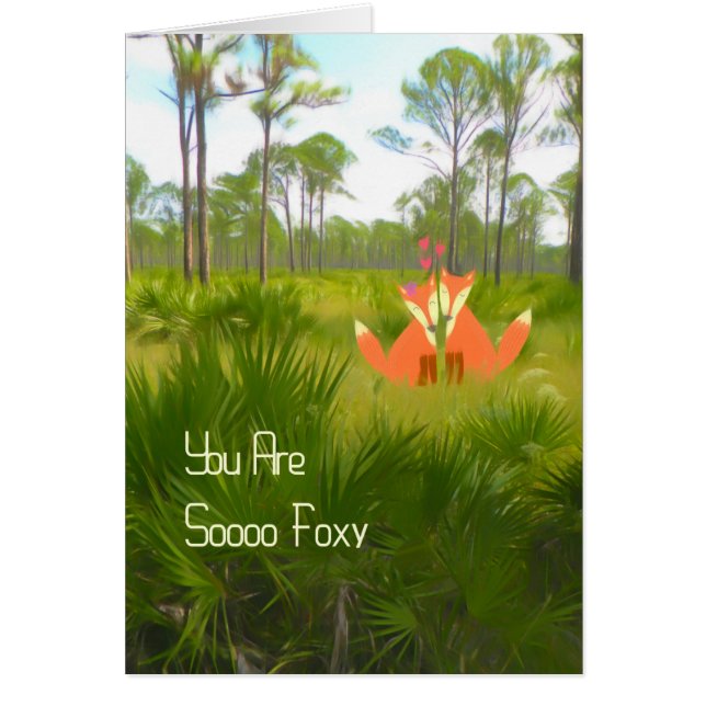 Romantische Karte mit zwei Füchsen (Vorne)