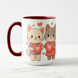 Romantische Katzen Herz Keramik Tasse