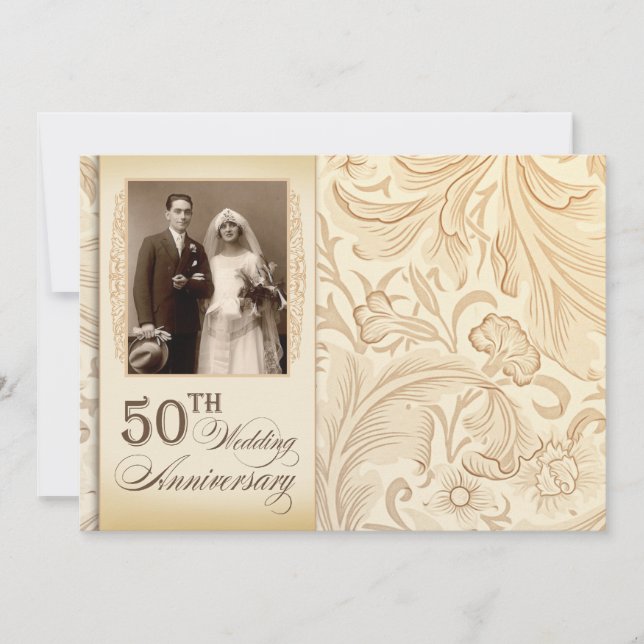 Romantische Klasse 50 Jubiläum Foto Einladungen (Vorderseite)