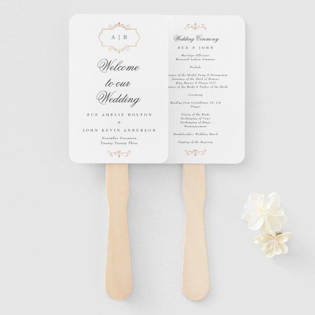 Romantische klassische Goldhochzeit Fächer (Vorne und Hinten)
