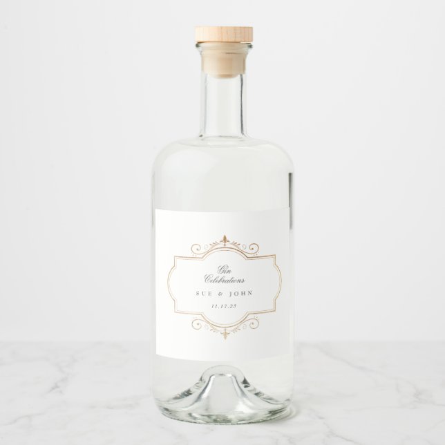 romantische klassische Mono-Hochzeit Alkoholflaschenetikett (Vorderseite)