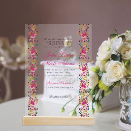 Romantische klassische Pearl Swan Floral Frame Wed Acryleinladungen