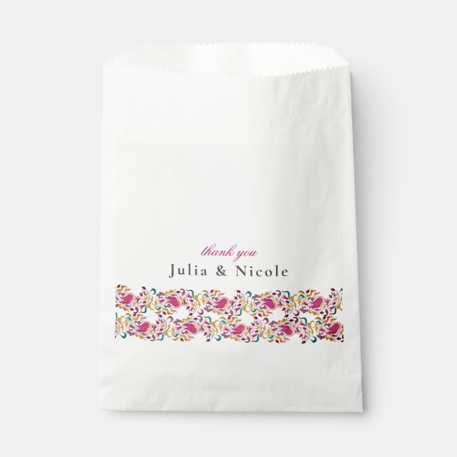 Romantische klassische Pearl Swan Floral Frame Wed Geschenktütchen (Vorderseite)