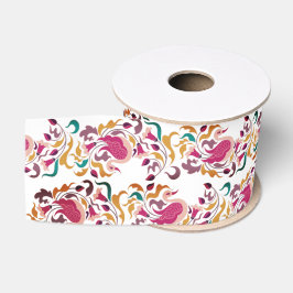Romantische klassische Pearl Swan Floral Frame Wed Ripsband
