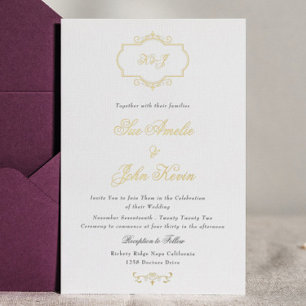 Romantische klassische reale Goldhochzeit Folieneinladung