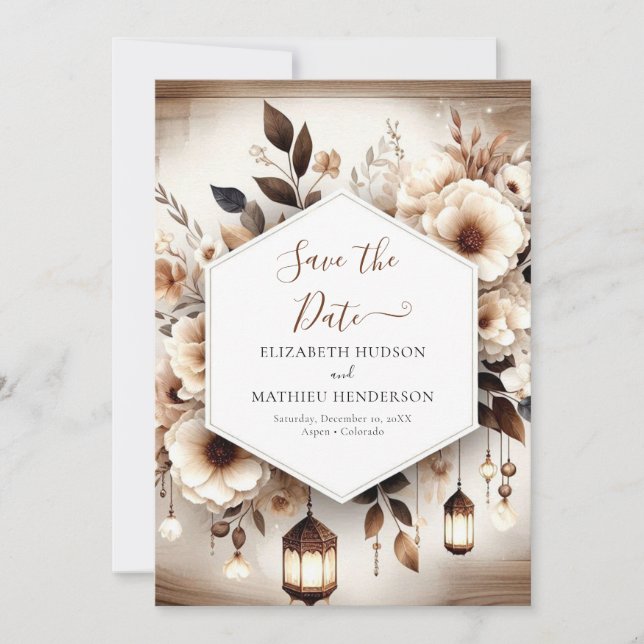 Romantische klassische rustikale Hochzeit Save The Date (Vorderseite)