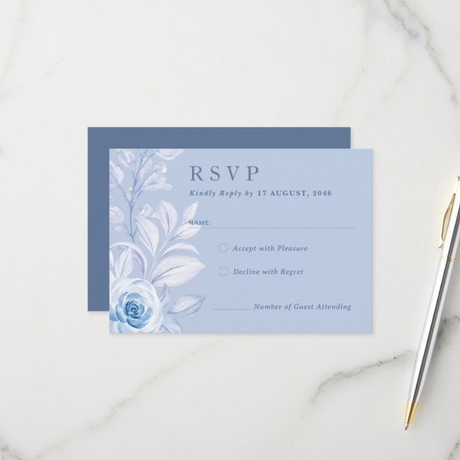 Romantische Klassische UAWG mit floraler Chic RSVP Karte (Vorderseite/Rückseite Beispiel)