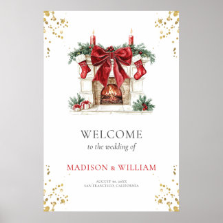 Romantische klassische Weihnachtsfeier Begrüßungsz Poster