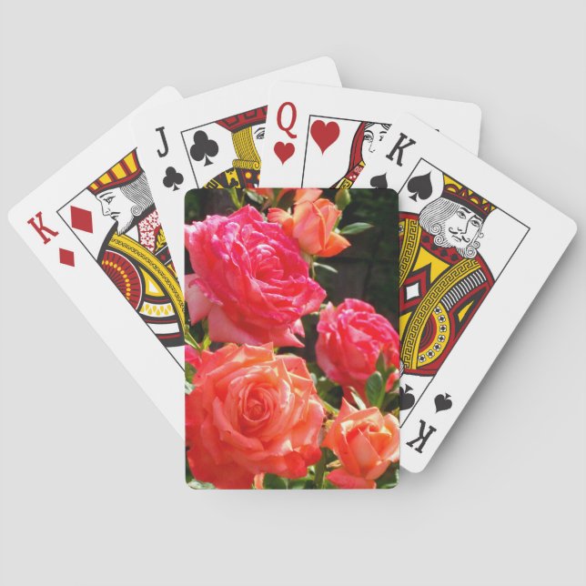 Romantische Korallen-Rose Spielkarten (Rückseite)