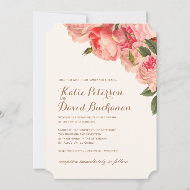 Romantische Korallenbäume auf Goldhochzeit Einladung (Vorderseite)