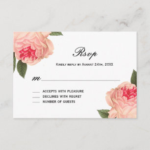 Romantische Korallenpeonie mit Streifen RSVP-Karte RSVP Karte