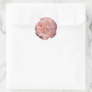 Romantische Korallenrose Florale Hochzeitsstatione Runder Aufkleber