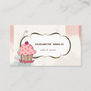 Romantische Kuchengebäck ,Aquarellbrush Stroke Visitenkarte