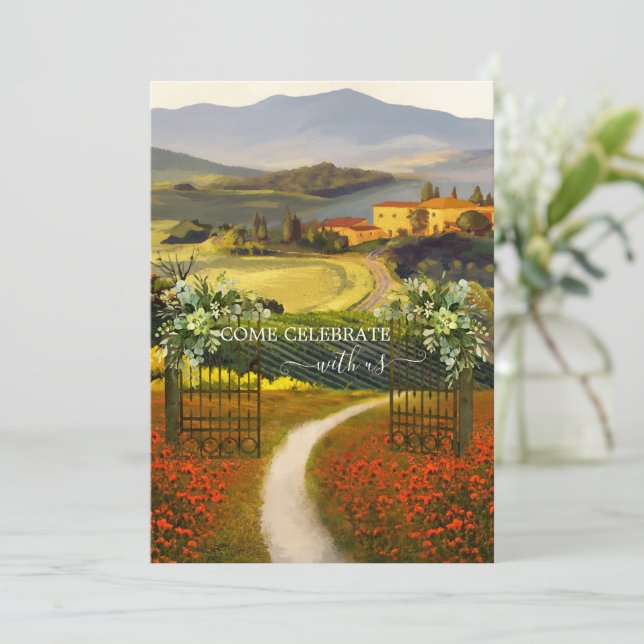Romantische Kunst Italienisches Landhaus Einladung (Stehend Vorderseite)