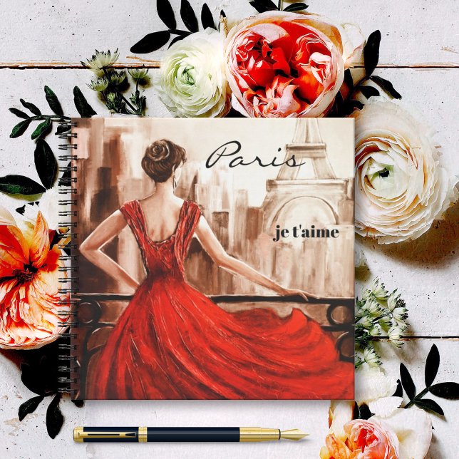 Romantische Lady in Red Paris Personal Notebook Notizbuch (Von Creator hochgeladen)