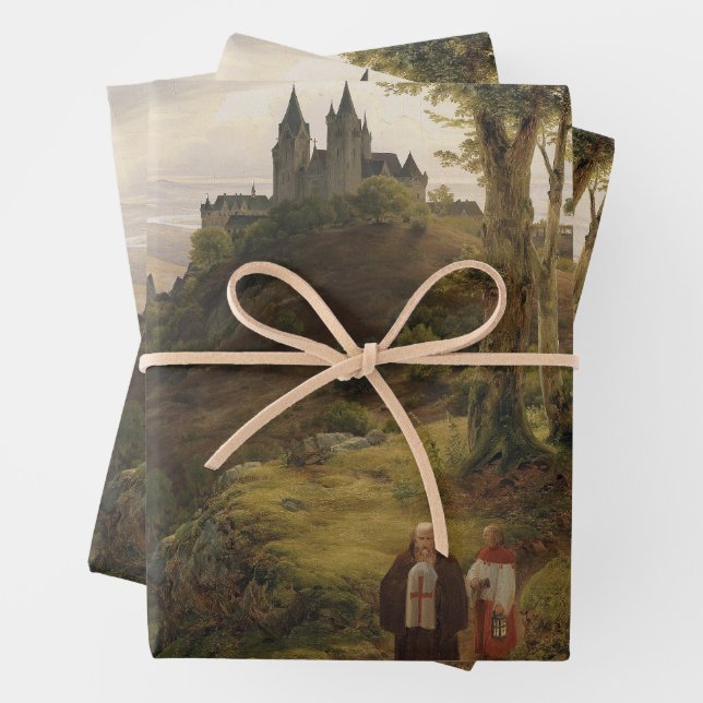 Romantische Landschaft mit Klosteranlage Geschenkpapier Set (Beispiel)