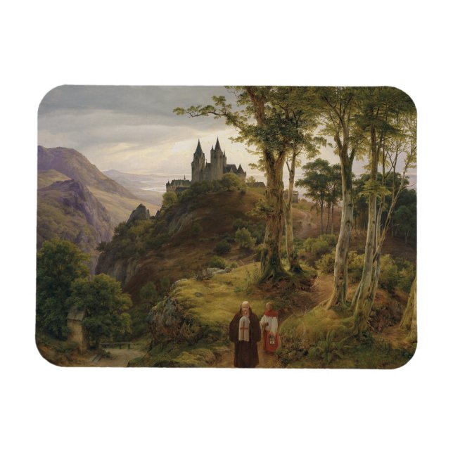Romantische Landschaft mit Klosteranlage Magnet (Horizontal)