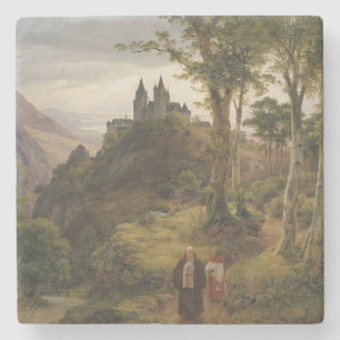 Romantische Landschaft mit Klosteranlage Steinuntersetzer