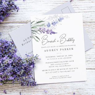 Romantische Lavendel-Blumen-Aquarell-Brautparty Einladungspostkarte