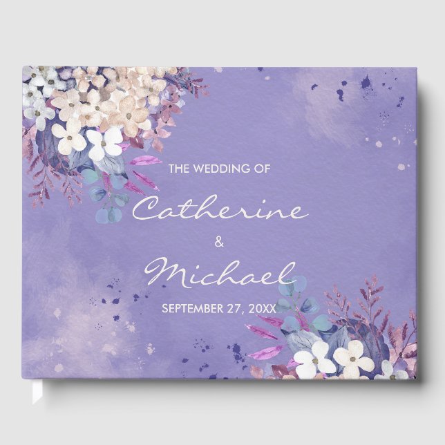 Romantische Lavendel-Hochzeit mit floralen Farben Gästebuch (Vorderseite)