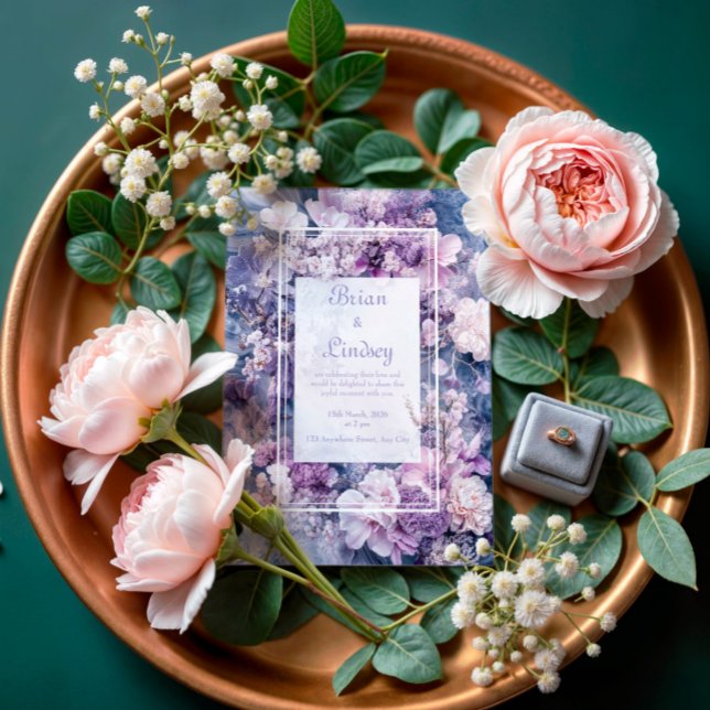 Romantische Lavendel & Marble Blumenhochzeit Einladung (Von Creator hochgeladen)