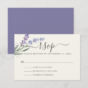 Romantische Lavendel-Wasserfarben-Blumen RSVP Karte