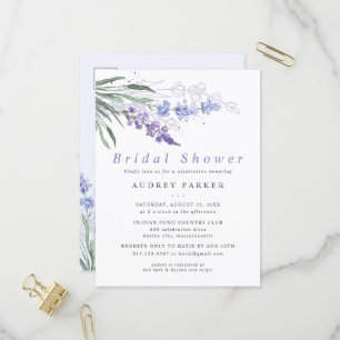 Romantische Lavendel-Wasserfarben-Blumenhochzeit Einladungspostkarte