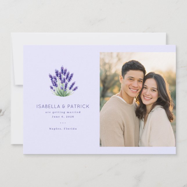 Romantische Lavendelblüten Save The Date (Vorderseite)