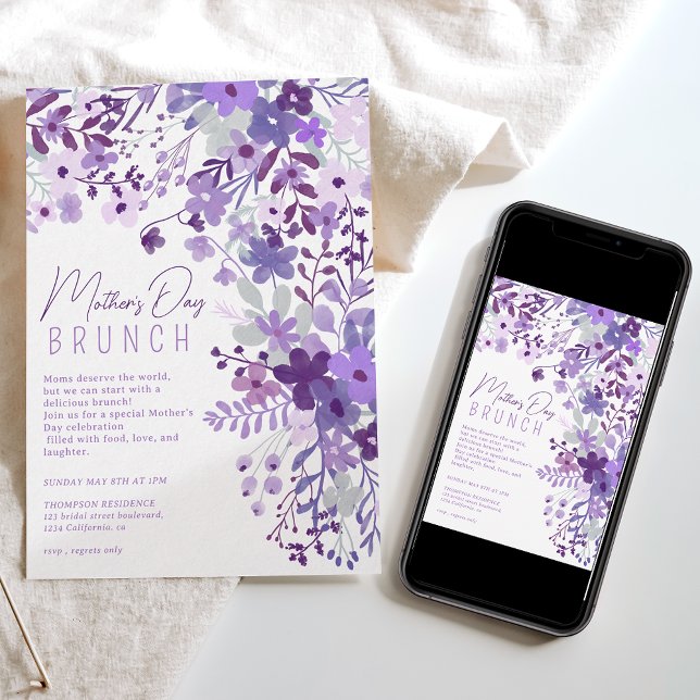 Romantische Lavendelwilde Blume Frühling Muttertag Einladung (Von Creator hochgeladen)