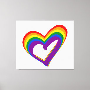 Romantische LGBT Regenbogen-Flaggen-Herz-Gay Leinwanddruck