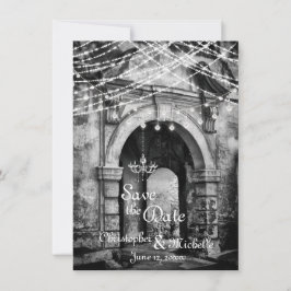 Romantische Lichter Goth Archway Wedding Save the  Einladung