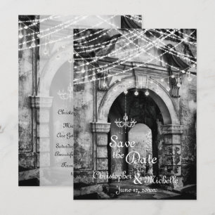 Romantische Lichter Goth Archway Wedding Save the Einladung