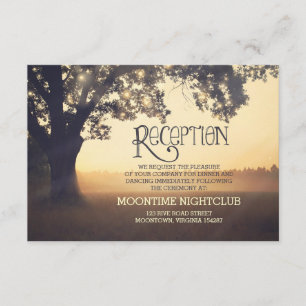 romantische Lichterkette Baum Hochzeitsempfang Kar Begleitkarte