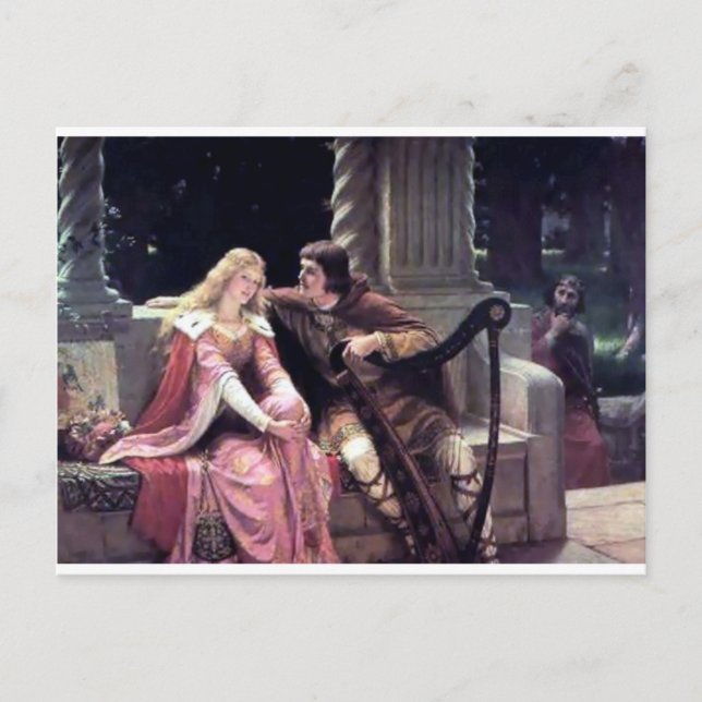 Romantische Liebe Couple Music Harp Man Frauenmale Postkarte (Vorderseite)