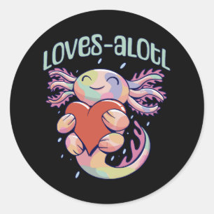 Romantische Liebe - glücklicher Axolotl Runder Aufkleber