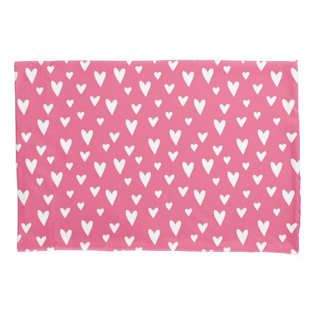 Romantische Liebe Herz Pink Weißes Girly Valentine Kissenbezug (Vorderseite)