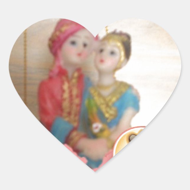 Romantische Liebe Herzens Kunstdruckerei Herz-Aufkleber (Vorderseite)