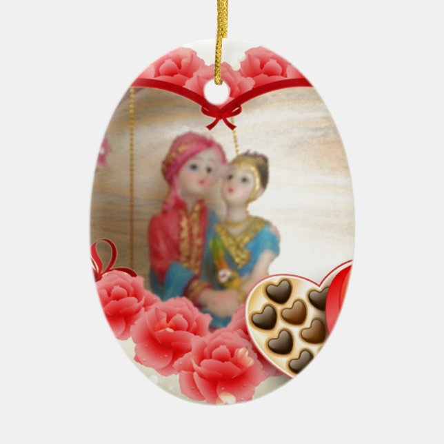 Romantische Liebe Herzens Kunstdruckerei Keramikornament (Vorne)