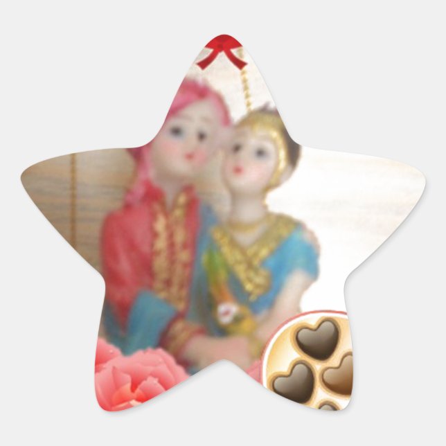Romantische Liebe Herzens Kunstdruckerei Stern-Aufkleber (Vorderseite)