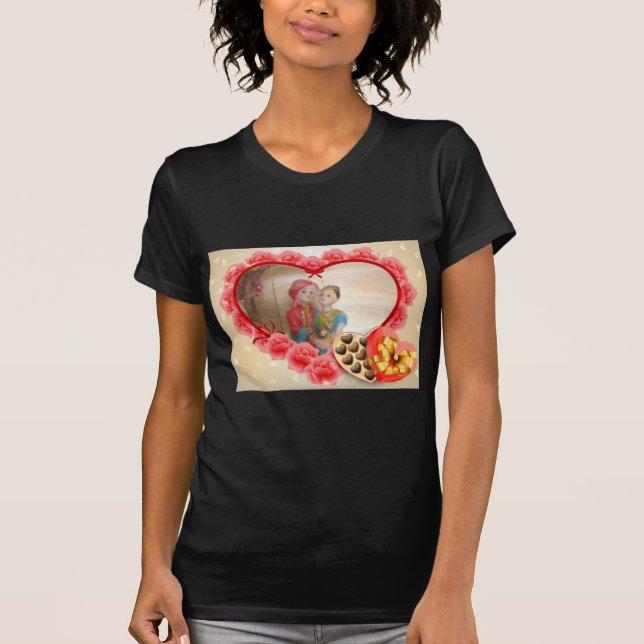 Romantische Liebe Herzens Kunstdruckerei T-Shirt (Vorderseite)