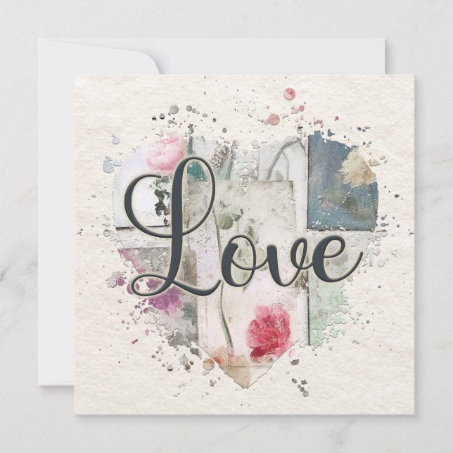 Romantische Liebe Herzkarte Mitteilungskarte (Vorderseite)