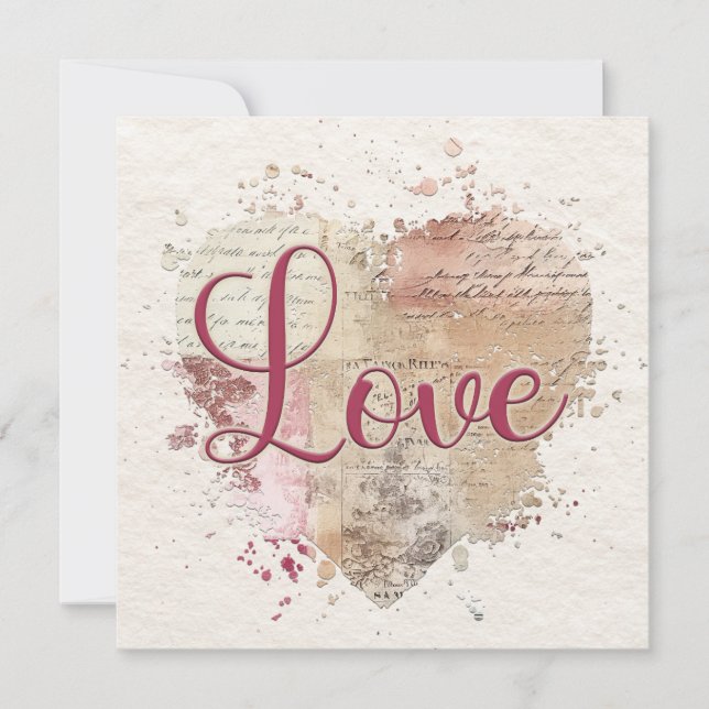 Romantische Liebe Herzkarte Mitteilungskarte (Vorderseite)