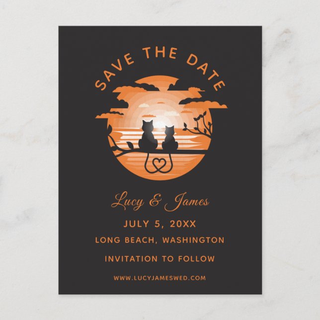 Romantische Liebe Herzkatzen Postkarte (Vorderseite)