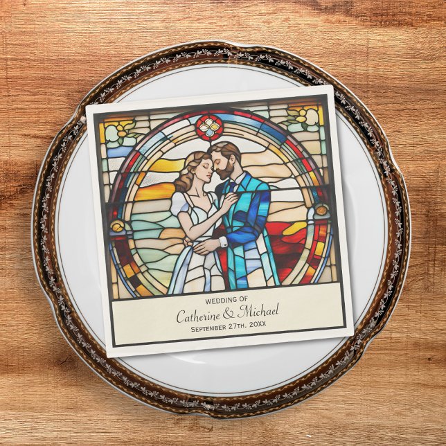 Romantische Liebe im Glass-Stil Europäische Hochze Serviette (Von Creator hochgeladen)