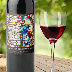 Romantische Liebe im Glass-Stil Europäische Hochze Weinetikett