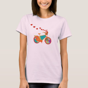 romantische Liebe mit mädchenhaftem Fahrrad T-Shirt