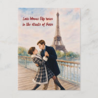 Romantische Liebe Paris Mann Frau Aquarell Postkar